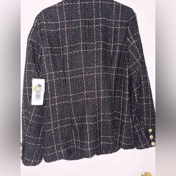 JustFab Black Tweed Jacket with Multicolor Accents - Picture 3 of 4